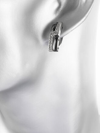 Exkluzivní náušnice ve tvaru obdelníku s drobnými krystaly a keramikou