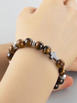 Krásný masivní náramek z korálků tygřího oka