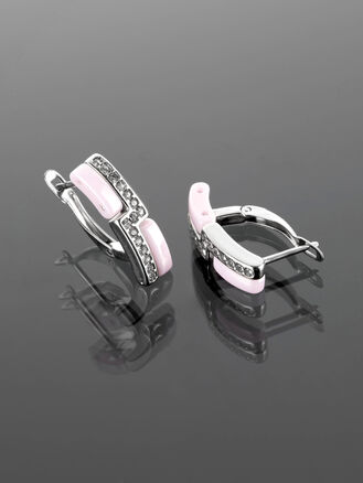 Exkluzivní náušnice ve tvaru obdelníku s drobnými krystaly a keramikou