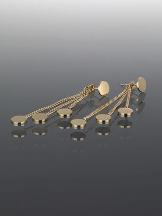 Krásné visací náušnice z chirurgické oceli zlaté barvy s placičkami 