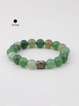 Elegantní náramek z překrásných kuliček 10 mm velkých z achátu s korálkem ve tvaru hlavy Buddhy