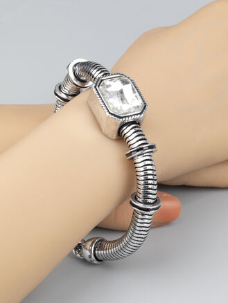 Fashion Jewelry masivní náramek s čirým krystalem