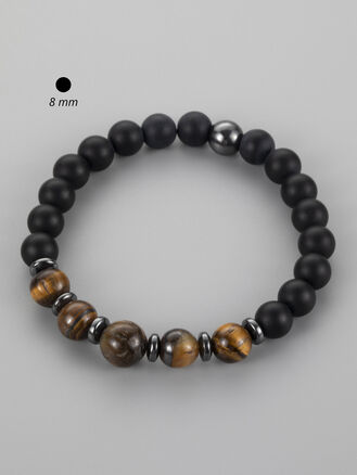 Náramek z lávového kamene a tygřího oka