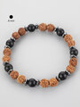 Exkluzivní náramek  kombinace láva, rudraksha a hematit, korálky o průměru 0,8cm
