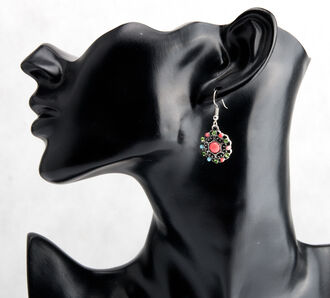 Fashion Icon Náušnice etno kruh s ornamenty stříbrné