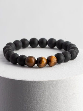 Kombinovaný pánský náramek (lávový kámen,tygří oko)