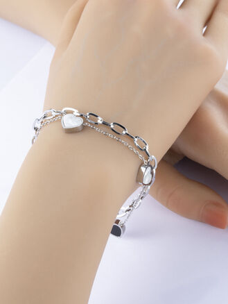 Luxusní náramek řetízek z chirurgické oceli se srdíčky 