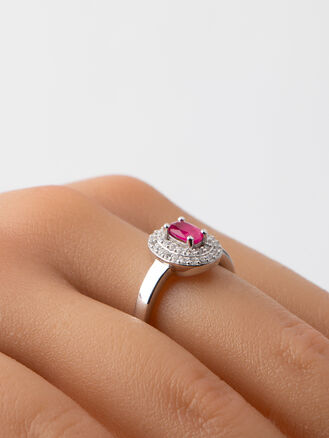 Prsten PINK OVAL se zirkony