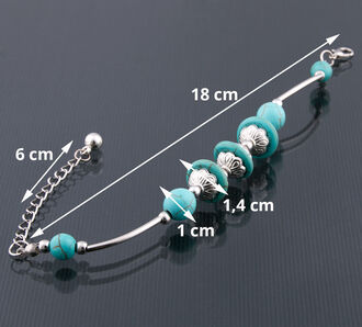 Náramek s tyrkenitovými korálky a ozdobami