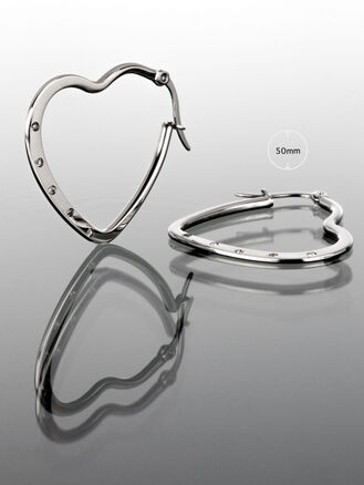 Luxusní ocelové náušnice ve tvaru srdce s čirými krystaly