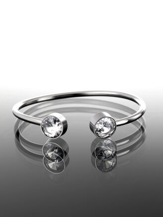 Luxusní moderní náramek z chirurgické oceli a výraznými čirými krystaly