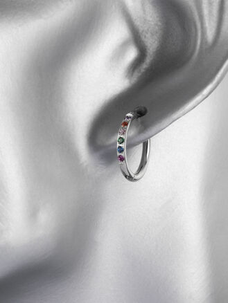 Luxusní kruhové náušnice z chirurgické oceli s barevnými krystaly