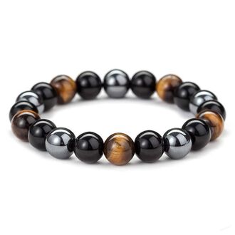 Kombinovaný pánský náramek (tygří oko,onyx,hematit)