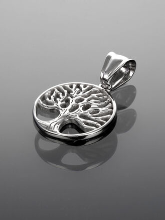 Exkluzivní přívěsek ve tvaru kruhu s motivem stromu života z chirurgické oceli 