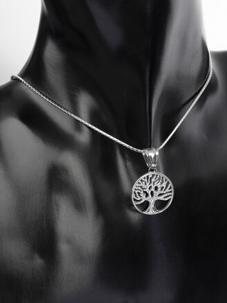 Exkluzivní přívěsek ve tvaru kruhu s motivem stromu života z chirurgické oceli 