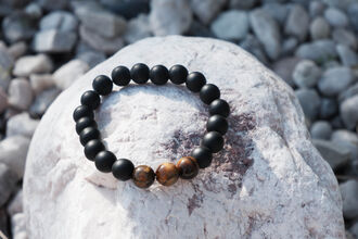 Kombinovaný pánský náramek (láva,tygří oko)