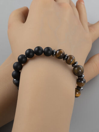 Náramek z lávového kamene a tygřího oka