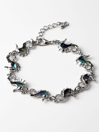 Náramek s perletí Paua s motivem mořského koníka