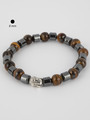 Exkluzivní náramek z korálků hematitu a tygřího oka s Buddhou
