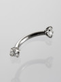 Banánek piercing do obočí s čirými krystaly z chirurgické oceli