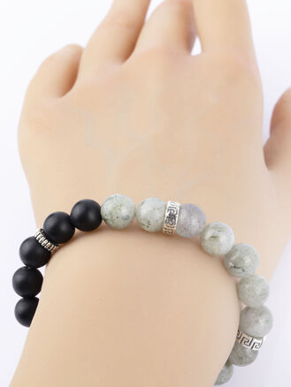 Exkluzivní náramek z korálků achátu a lávového kamene
