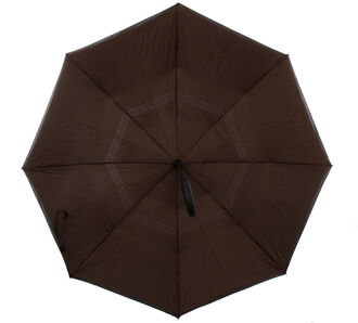Obrácený holový deštník s dvojitým potahem v hnědé barvě