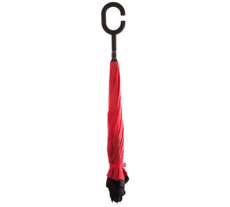 Obrácený holový deštník s dvojitým potahem v červené barvě