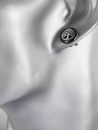 Exkluzivní náušnice ve tvaru stromu života z chirurgické oceli na barevném keramickém kolečku 