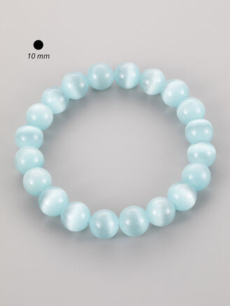Krásný náramek z masivních korálků světle modrého ulexitu o průměru 1 cm