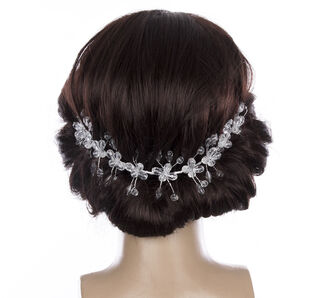 Svatební ozdoba do vlasů - čelenka Diamond Flowers krystalky a perly do vlasů