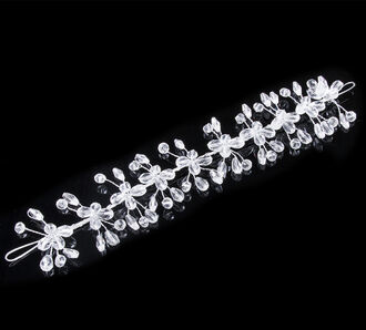 Svatební ozdoba do vlasů - čelenka Diamond Flowers krystalky a perly do vlasů