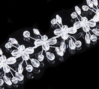 Svatební ozdoba do vlasů - čelenka Diamond Flowers krystalky a perly do vlasů