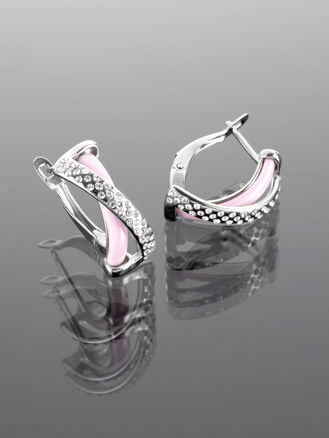 Krásné masivní náušnice v moderním tvaru s drobnými krystaly a keramikou