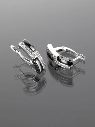 Exkluzivní náušnice ve tvaru obdelníku s drobnými krystaly a keramikou