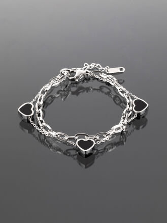 Luxusní náramek řetízek z chirurgické oceli se srdíčky 