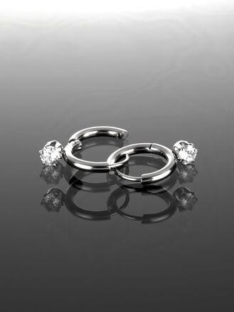 Luxusní kruhové náušnice z chirurgické oceli s čirými krystaly 