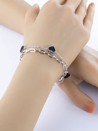 Luxusní náramek řetízek z chirurgické oceli se srdíčky 