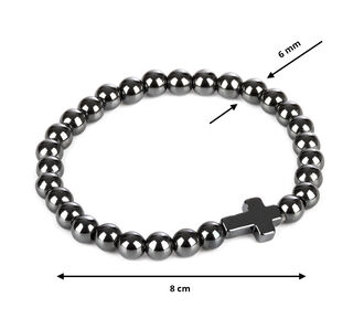 Fashion Icon Hematit náramek s křížek 0,6cm