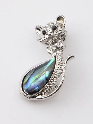 Fashion Jewelry brož kočička z perleti paua