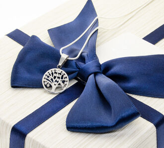 Přívěsek kulatý z chirurgické oceli - Strom života s krystalky