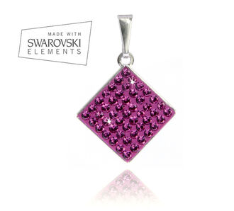 Přívěsek čtverec s krystalky Swarovski elements + řetízek ZDARMA