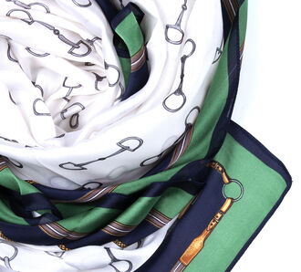 Delfin Šátek Luxury Vintage - řetězy zelenomodrý JK160 62