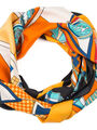Delfin Hedvábný šátek Luxury Vintage - sochy a ornamenty oranžový JK175 316