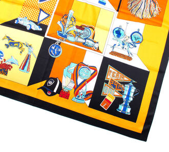 Delfin Hedvábný šátek Luxury Vintage - sochy a ornamenty oranžový JK175 316