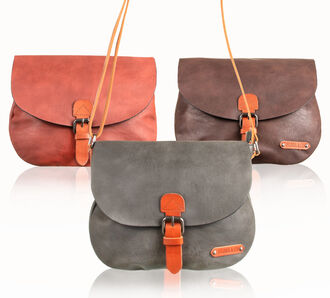 Flora&co Dámská kožená moderní crossbody kabelka kulatá