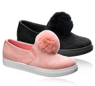 Fashion world Dámské semišové slip-on tenisky s bambulí