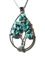 Magický amulet Strom života ve tvaru kapky s minerálem TYRKENIT (HOWLIT)