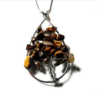 Magický amulet Strom života ve tvaru kapky s minerálem TYGŘÍ OKO