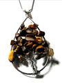 Magický amulet Strom života ve tvaru kapky s minerálem TYGŘÍ OKO