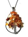 Magický amulet Strom života ve tvaru kapky s minerálem ACHÁT HNĚDÝ